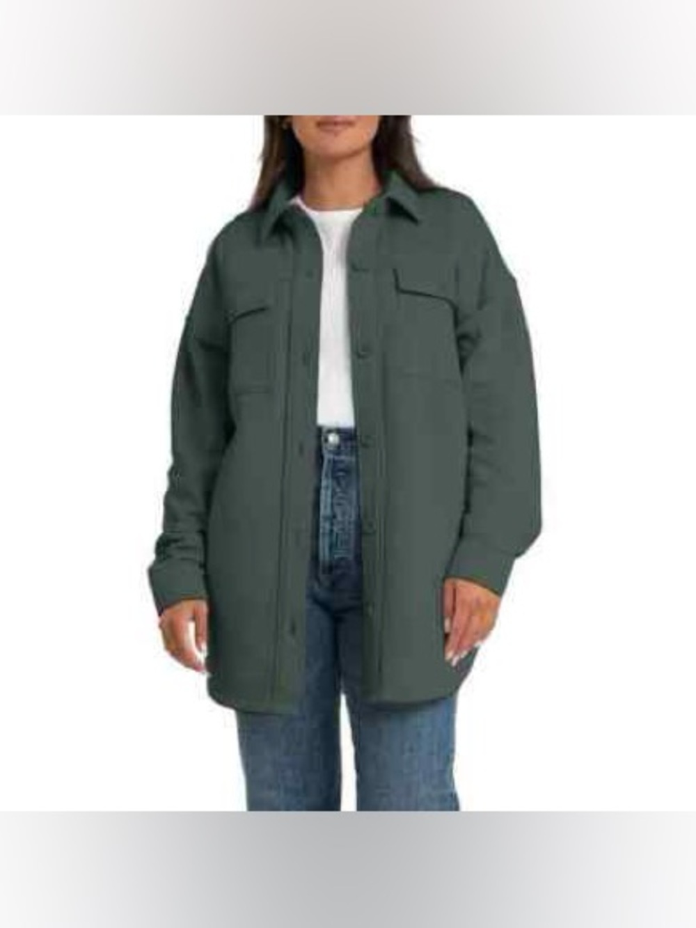 LazyPants  Long Fleece Shacket -Forest Green